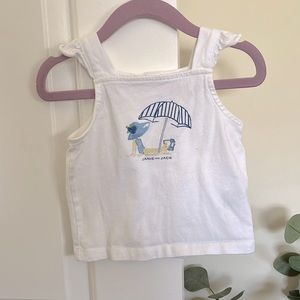 Janie and Jack White Tank Top Ruffle Shirt Beach Print 12-18 months girls baby